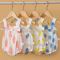 Bag Farting Summer Thin ultra cute baby clothes summer and thin khays ultra cute four months Baby summer dress Triangle climbing suit