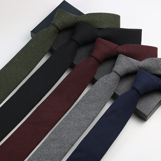 Men's Korean-Style Tie, Narrow 6cm, Hand-Tied, Casual, Professional Shirt, Artistic, Simple, Women's College Style, Black and Gray Solid Color Tie