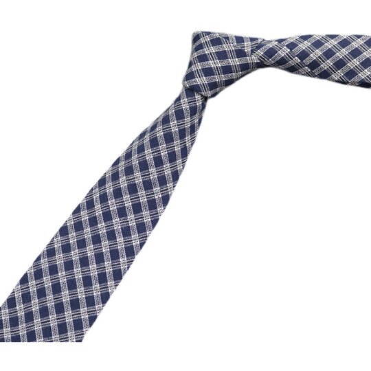 Men's Tie Korean Style Retro British 7cm Narrow Black and Gray Striped Plaid Shirt Student Preppy Style Hand-Tied Tie