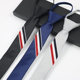 Tie Similar to Cyndi Wang's Style, Unisex, Narrow Korean Version, ins Lazy Zipper, Black, Gray, Three-Color Striped, Dk Trendy, Jk Japanese Style