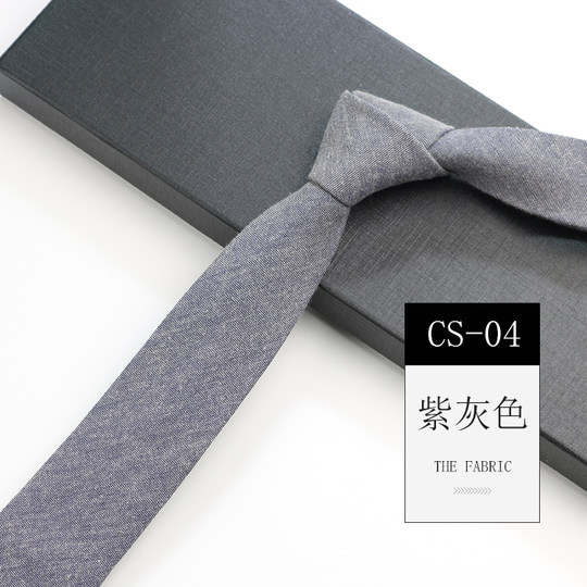 Men's Korean-Style Tie, Narrow 6cm, Hand-Tied, Casual, Professional Shirt, Artistic, Simple, Women's College Style, Black and Gray Solid Color Tie