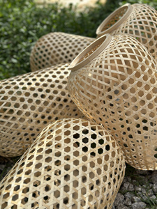 Chinese-Style Bamboo Hexagonal Lantern 25*40 DIY Pastoral Style Wedding Traditional Home Lantern for Living Room Wedding