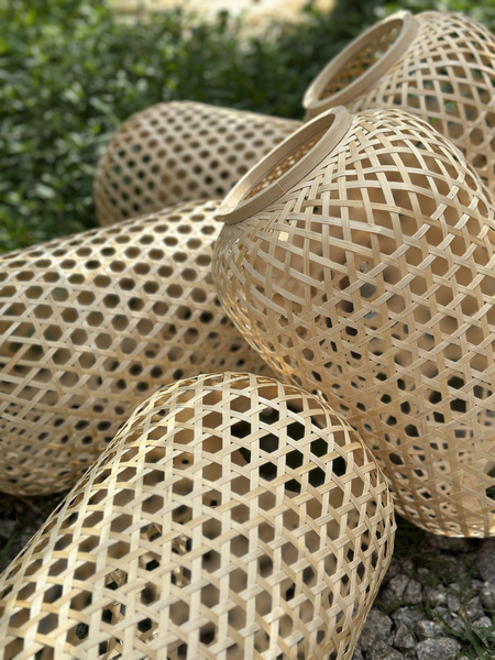 Chinese-Style Bamboo Hexagonal Lantern 25*40 DIY Pastoral Style Wedding Traditional Home Lantern for Living Room Wedding Celebration