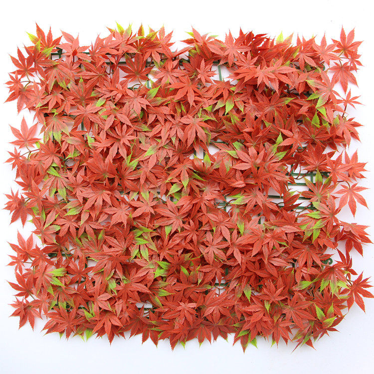 New hot selling simulation artificial plant wall decoration plastic red maple background wall greening fake lawn green plant wall decoration