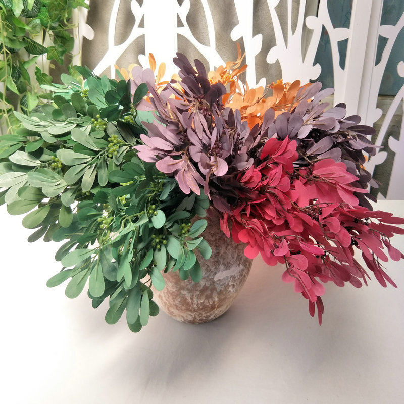 The new 9-fork peanut green jujube leaf simulation put a bunch of green jujube leaf plant wall accessories peanut leaf wedding decoration leaves