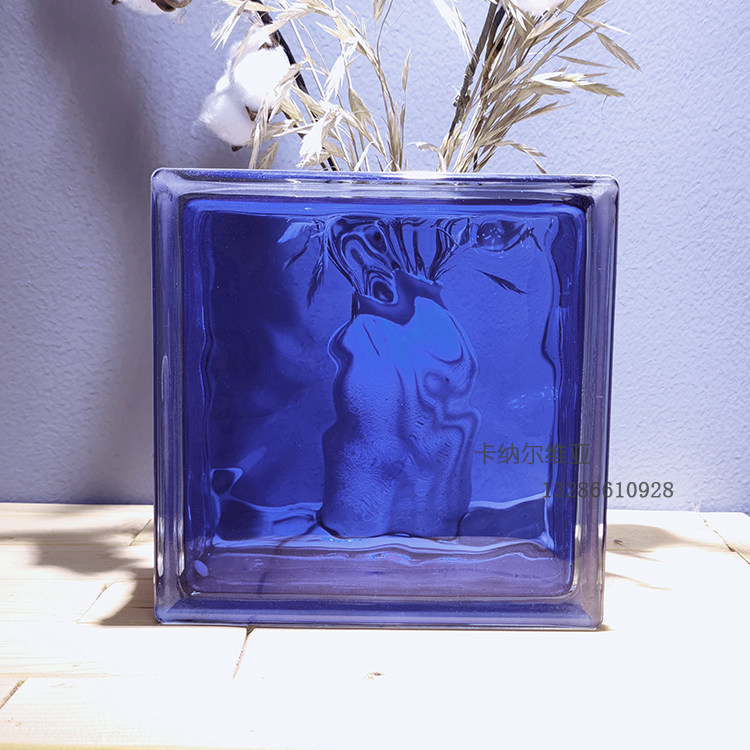 Import Inner color dark blue Cloud mist Transparent Translucent Square Hollow Glass Brick Make-up Room Bedroom Partition Wall