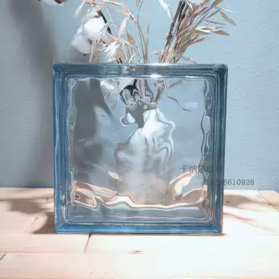 Imported edge color blue cloud pattern translucent translucent square hollow glass brick powder room bedroom partition wall