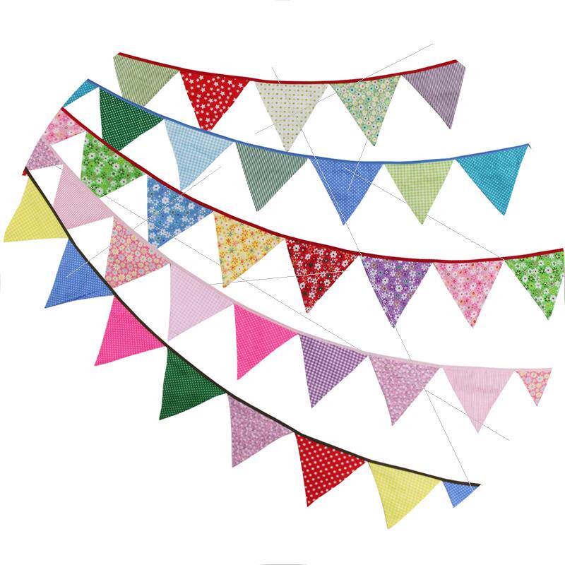 Source Special Price Shatterflower Wedding Cotton Cloth Strings Flags Birthday Party Decoration Triangular Flags Outdoor Printed Camping Kindergarten-Taobao
