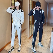 European sports and leisure suit female spring and autumn 2023 fashion age reduction foreign style color matching baseball uniform fried street two-piece set