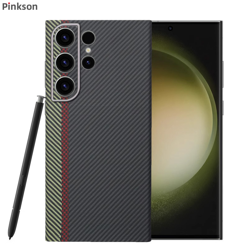 Pinkson Is Suitable for Samsung S22 Ultra Phone Case 600D Fine Grain S23 Ultra Kevlar S23 Aramid Fiber Carbon Fiber Protective Case S22+ Anti-Drop Ultra-Thin Lightweight Hard Case for Men and Women New