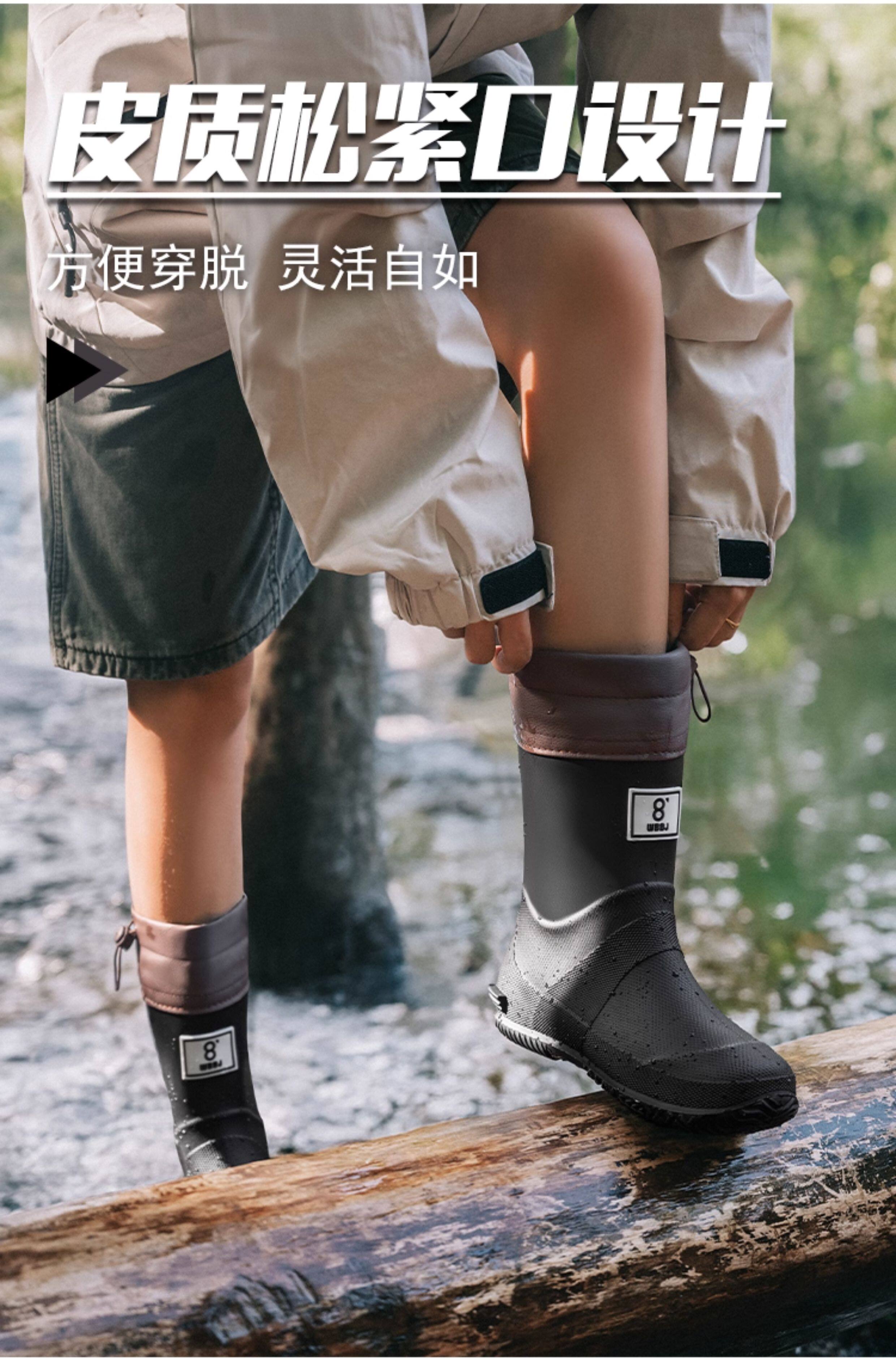 儿童轻便雨鞋可折叠雨靴男女情侣雨林登山雨靴防滑防水鞋中高筒女 — 5
