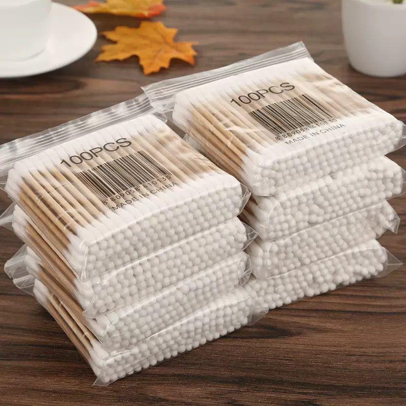 Outdoor cotton swab cotton stick disposable holed cotton swab with makeup cleaning wood stick cotton polo cotton stick 2000 only-Taobao