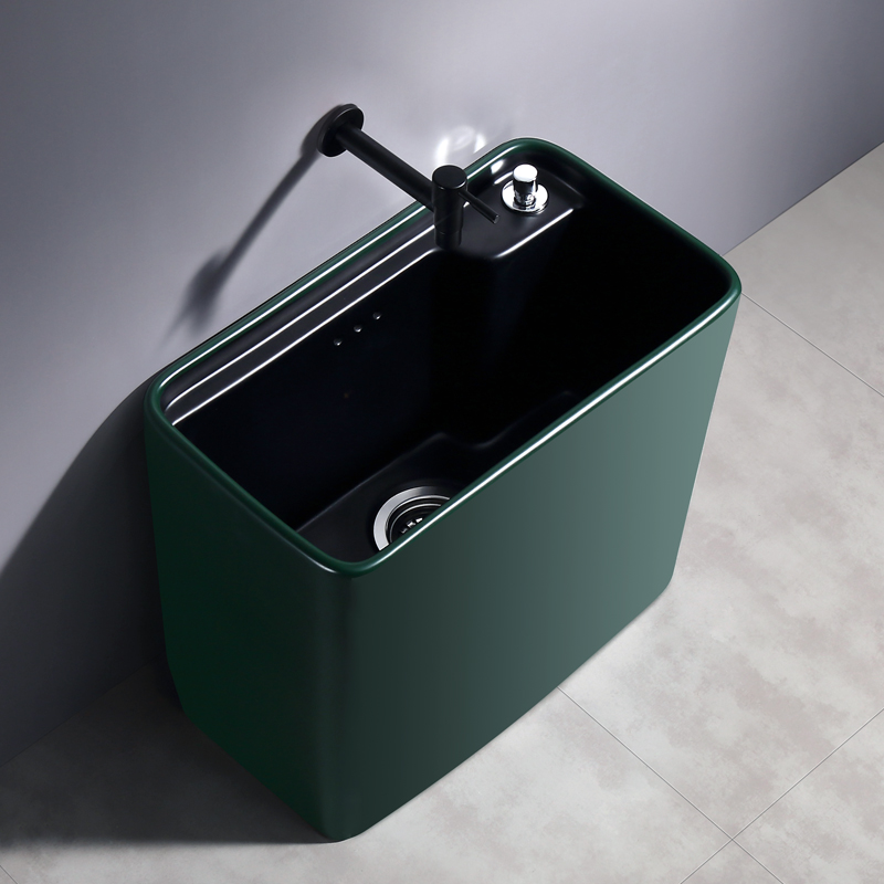 Nordic Colored Ceramic Mop Pool Black Green CUHK Mopping Pool Balcony Home Mound Pool Wash Sink Basin-Taobao