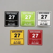  New handmade offset printing cloth label number 27 letter combination with adhesive printing label jacket pants and hats decorative label