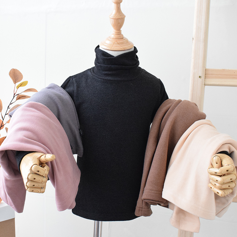 Children's high-necked bottoming shirt boys and girls spring and autumn long-sleeved T-shirt basic all-match German velvet large elastic inner wear