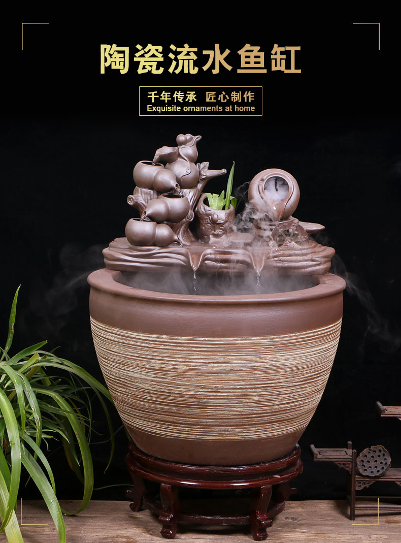 Jingdezhen ceramic aquarium large circulation water fountain creative humidifier furnishing articles sitting room adornment