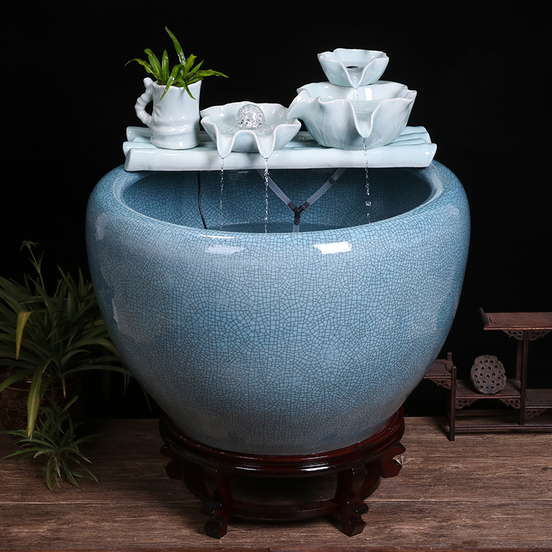 Jingdezhen ceramic goldfish bowl sitting room balcony office furnishing articles water tank to filter the yard cylinder fish bowl