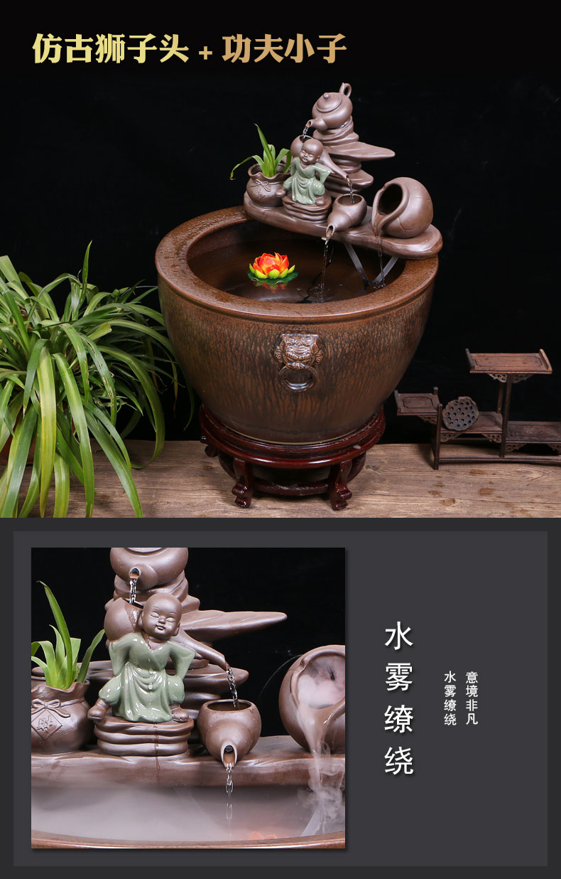 Jingdezhen ceramic water tank brocade carp goldfish bowl lotus the yard landing furnishing articles lucky lion ear and cylinder