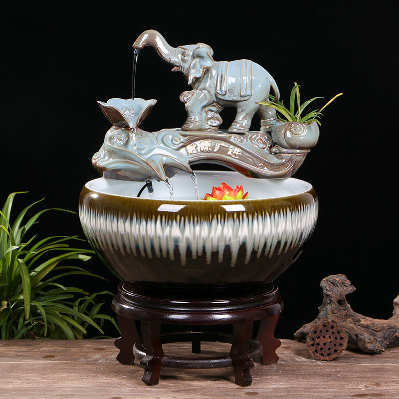 Creative ceramic goldfish bowl sitting room desktop small home furnishing articles circulating water fountain aquarium fish bowl