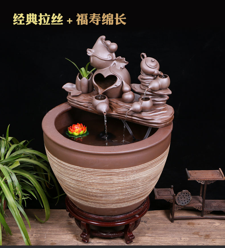 Jingdezhen ceramic aquarium large circulation water fountain creative humidifier furnishing articles sitting room adornment