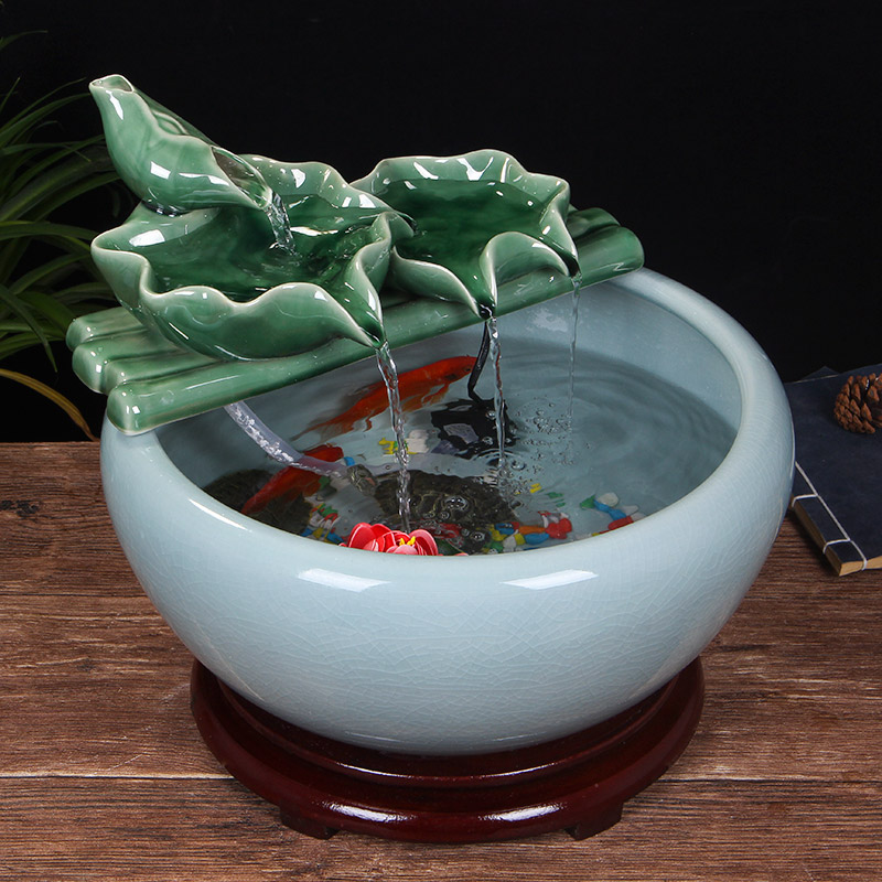 Ceramic water fountain furnishing articles atomizing humidifier water aquarium desktop zen sitting room interior decorations