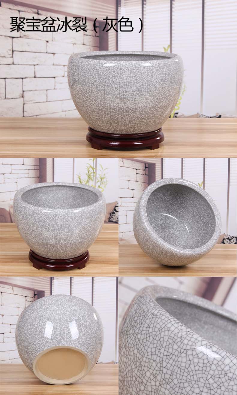 Jingdezhen ceramic aquarium desktop goldfish bowl sitting room large water lily bowl lotus basin tortoise cylinder refers to porcelain basin