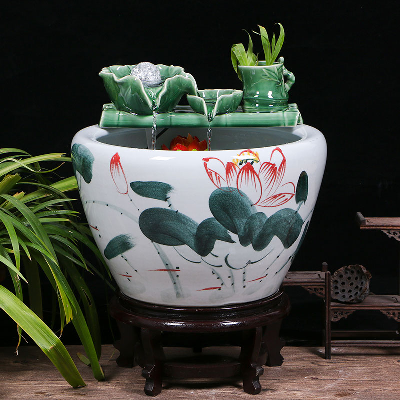 Jingdezhen ceramic aquariums household water fountain jin large fish bowl furnishing articles sitting room humidifying landscape