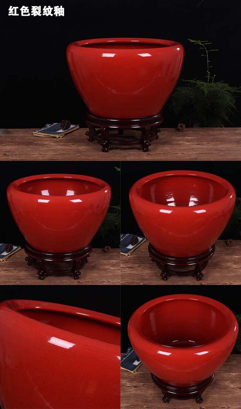 Jingdezhen ceramic aquarium turtle cylinder basin of water lily lotus goldfish bowl lotus cylinder oversized tank sitting room