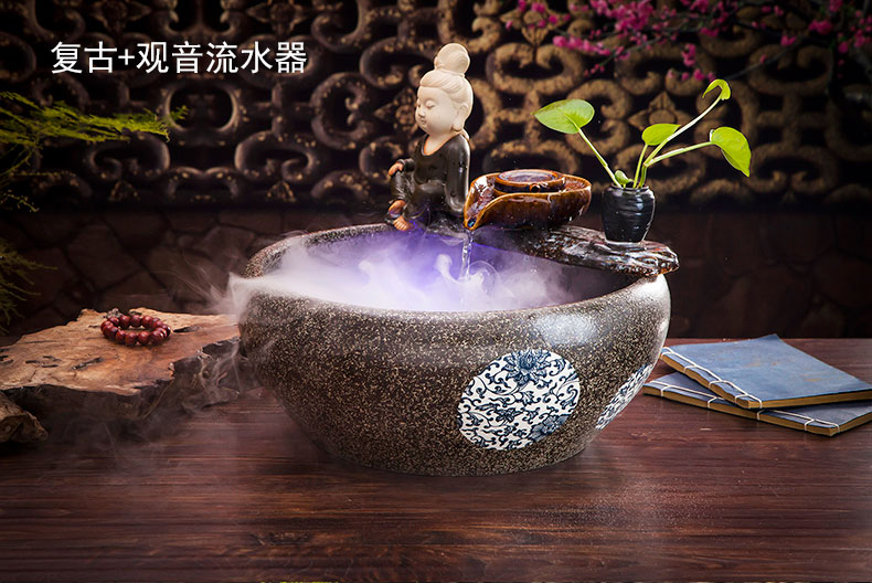 Jingdezhen ceramic goldfish bowl fish bowl sitting room small furnishing articles of household water landscape koi fish tank feng shui