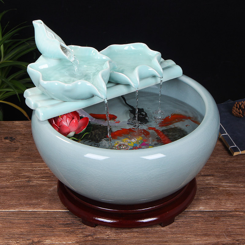 Ceramic water fountain furnishing articles atomizing humidifier water aquarium desktop zen sitting room interior decorations