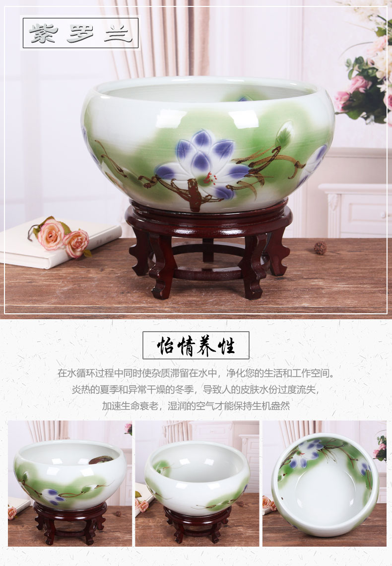 Jingdezhen ceramic tank koi fish basin bowl lotus lotus lotus tortoise cylinder goldfish bowl