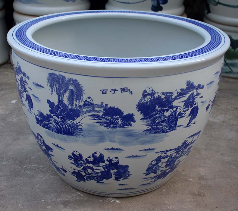 Blue and white ceramic packages mailed to heavy tank 1 meter tank porcelain jar water lily basin big bowl lotus lotus cylinder cylinder cylinder tortoise