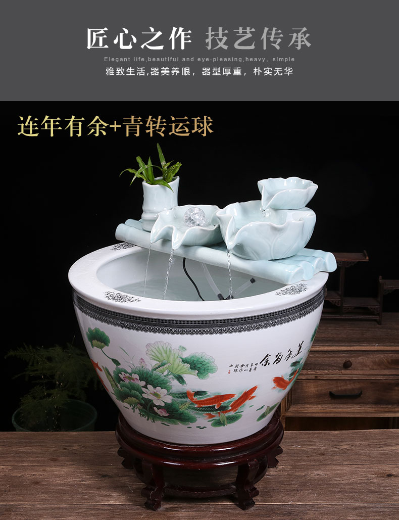 Jingdezhen ceramic aquariums household water fountain jin large fish bowl furnishing articles sitting room humidifying landscape