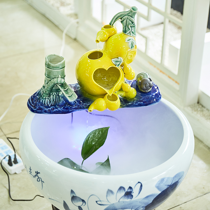 Creative new Chinese be born lucky furnishing articles and retro nostalgia ceramic water fountain in the sitting room porch office decoration