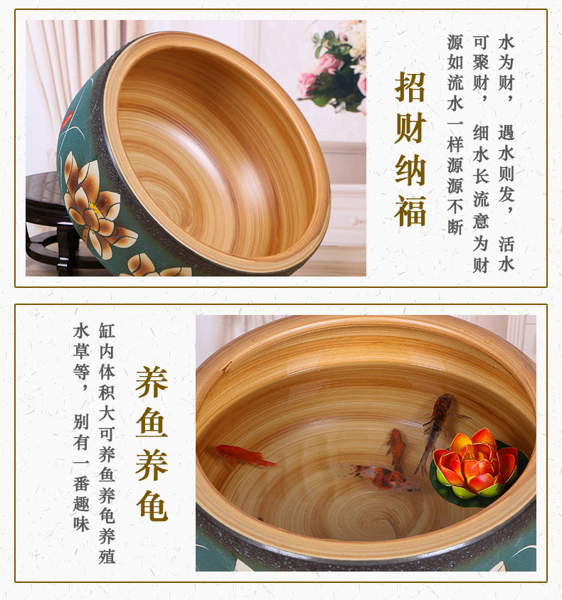 Jingdezhen ceramic aquarium raising goldfish bowl lotus lotus basin tortoise cylinder tank sitting room place lotus