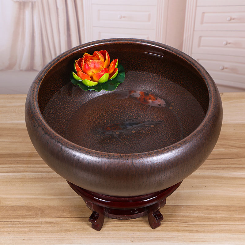 Jingdezhen ceramic tank koi fish basin bowl lotus lotus lotus tortoise cylinder sitting room feng shui goldfish bowl