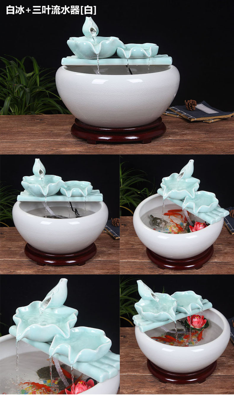 Ceramic water fountain furnishing articles atomizing humidifier water aquarium desktop zen sitting room interior decorations