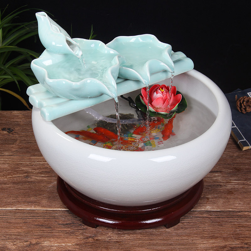 Ceramic water fountain furnishing articles atomizing humidifier water aquarium desktop zen sitting room interior decorations