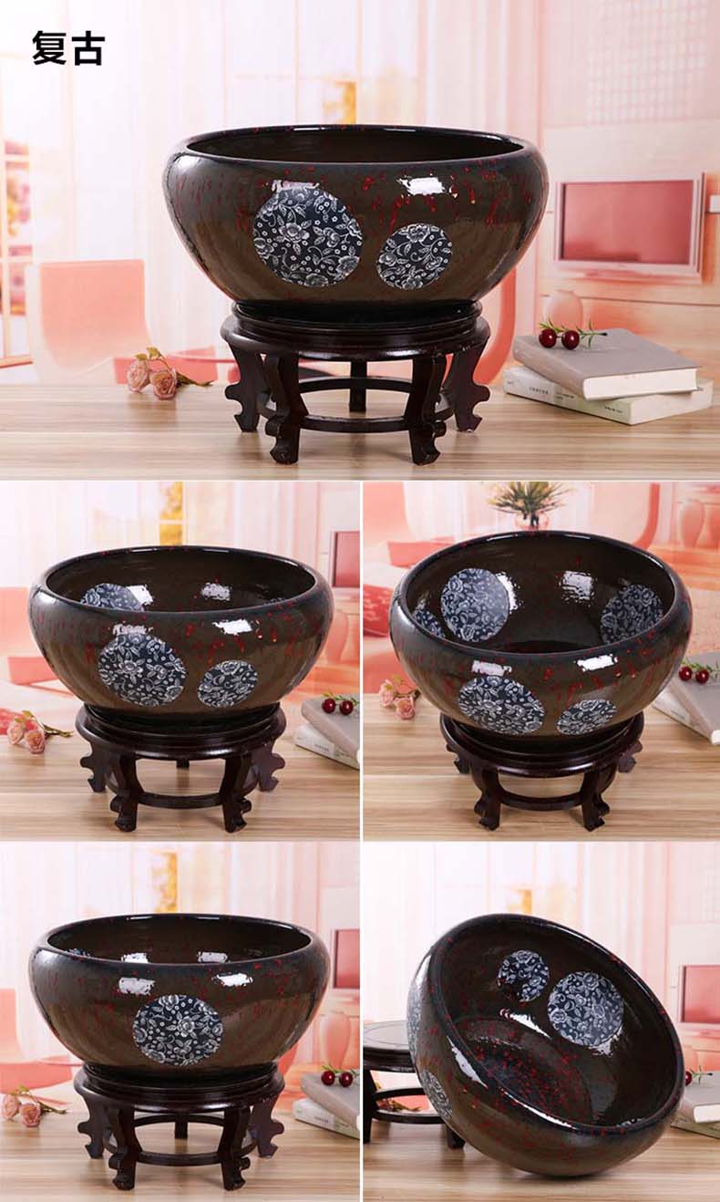 Jingdezhen ceramic aquarium package mail hand - made desktop furnishing articles large turtle pond lily goldfish bowl lotus feng shui basin