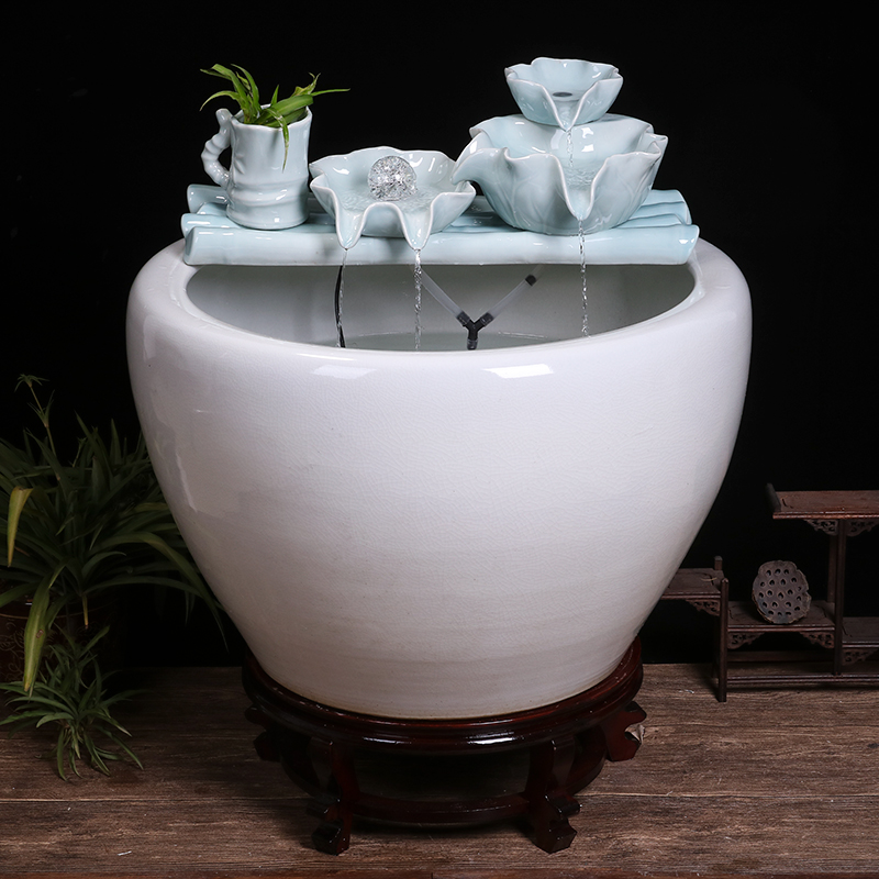 Jingdezhen ceramic goldfish bowl sitting room balcony office furnishing articles water tank to filter the yard cylinder fish bowl