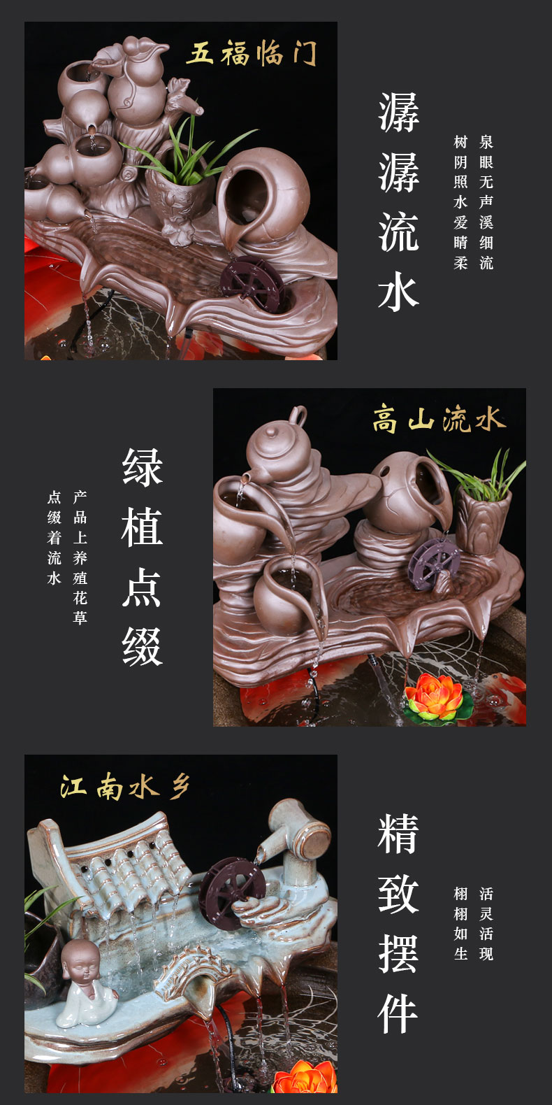 Jingdezhen ceramic goldfish bowl sitting room floor balcony office home furnishing articles circulating water courtyard big fish tank
