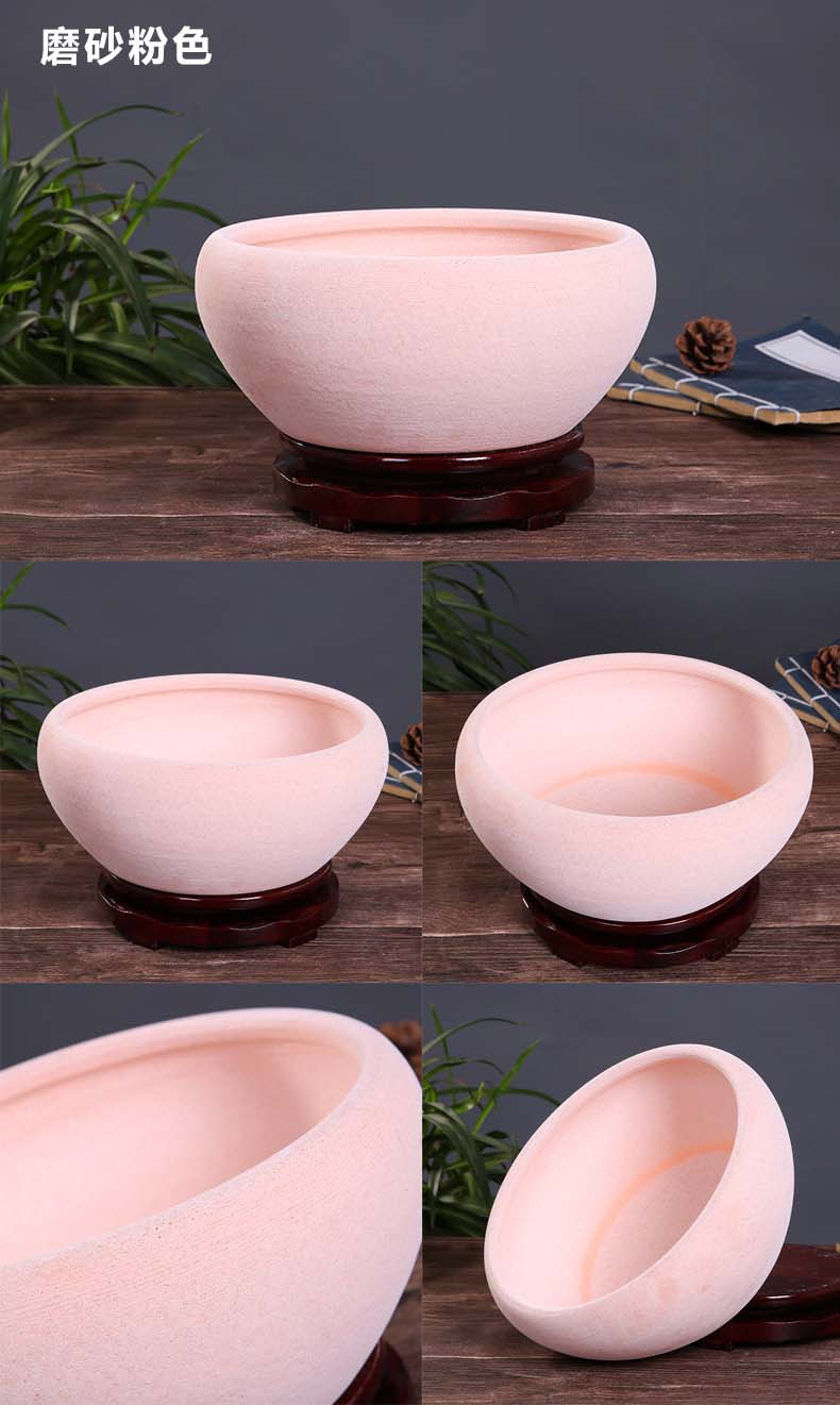 Jingdezhen ceramic aquarium tortoise cylinder large desktop goldfish bowl lotus feng shui sleep flowerpot refers to basin cylinder porcelain basin