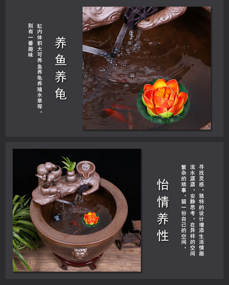 Jingdezhen ceramic water tank brocade carp goldfish bowl lotus the yard landing furnishing articles lucky lion ear and cylinder