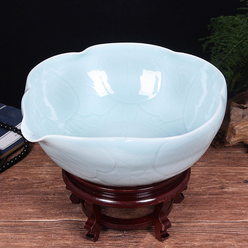Jingdezhen ceramic aquarium large raising goldfish bowl lotus POTS bowl lotus lotus cylinder cylinder tortoise GangPen feng shui living room