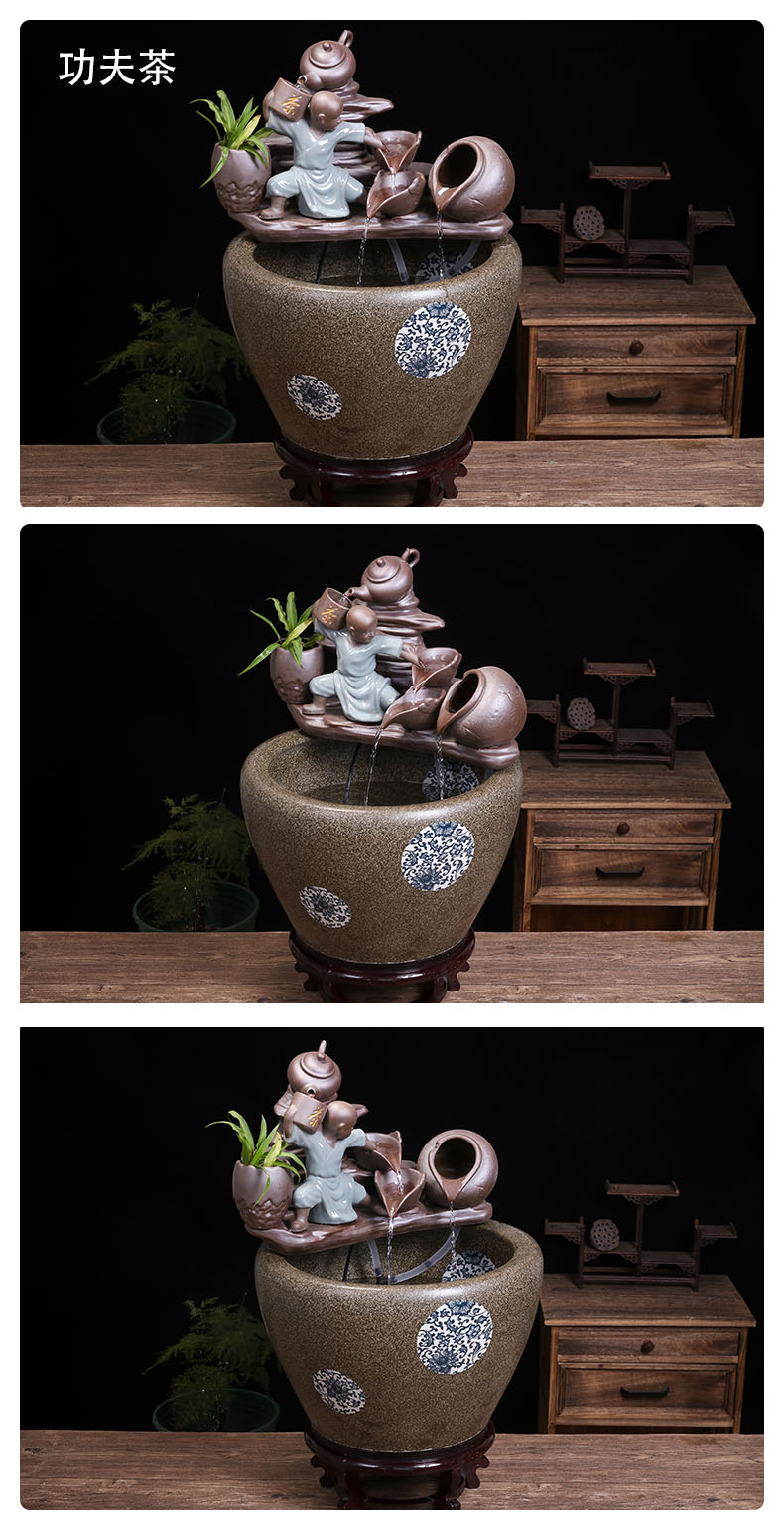 Large ceramic aquarium tank water landscape balcony water aquarium office money sitting room aquarium tank