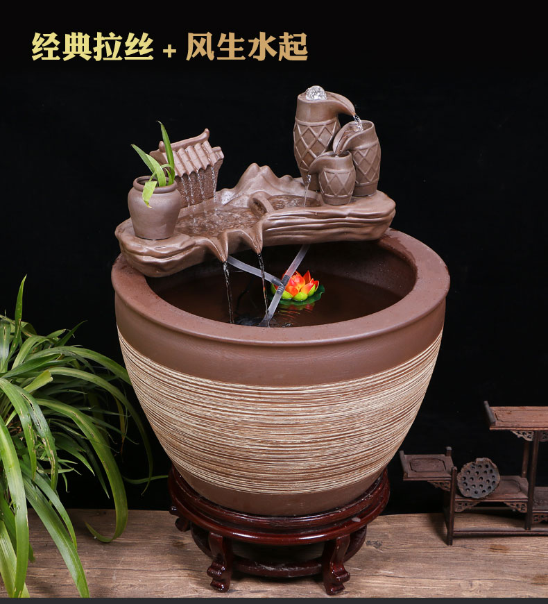 Jingdezhen ceramic aquarium large circulation water fountain creative humidifier furnishing articles sitting room adornment