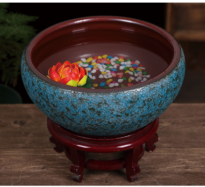 Jingdezhen ceramic aquarium desktop furnishing articles geomancy fortune restoring ancient ways goldfish bowl lotus lotus basin large tortoise