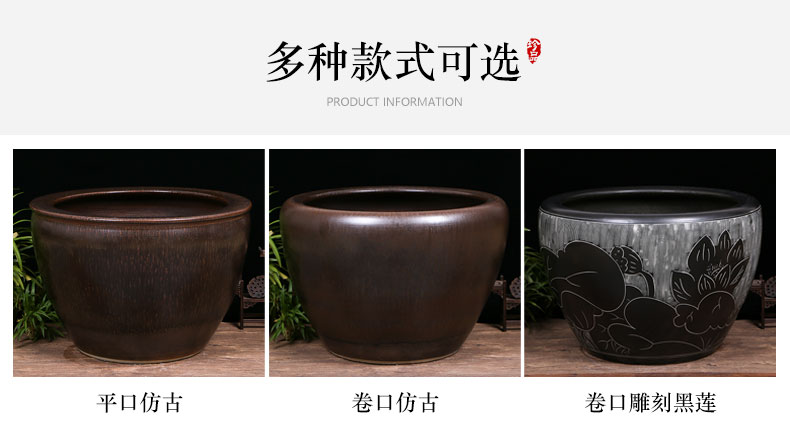 Jingdezhen ceramic VAT manual cylinder feng shui home fish basin to the lotus pond lily bowl lotus goldfish bowl courtyard cylinder