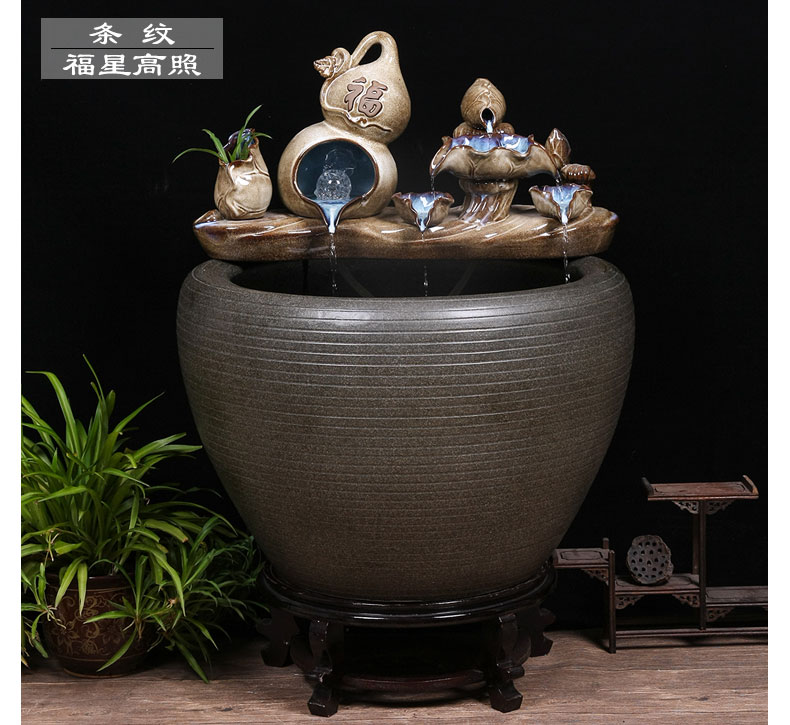 Jingdezhen ceramic aquarium circulating water lucky furnishing articles of small sitting room informs the landscape gold fish and turtles cylinder