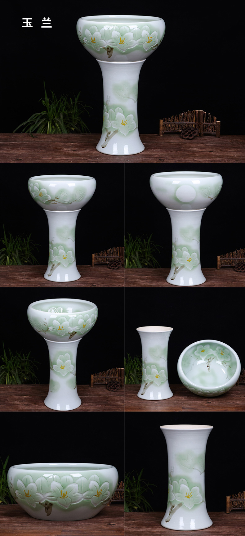 Ceramic floor pillar type tank basin large fish bowl lotus lotus lotus tortoise household gardens furnishing articles